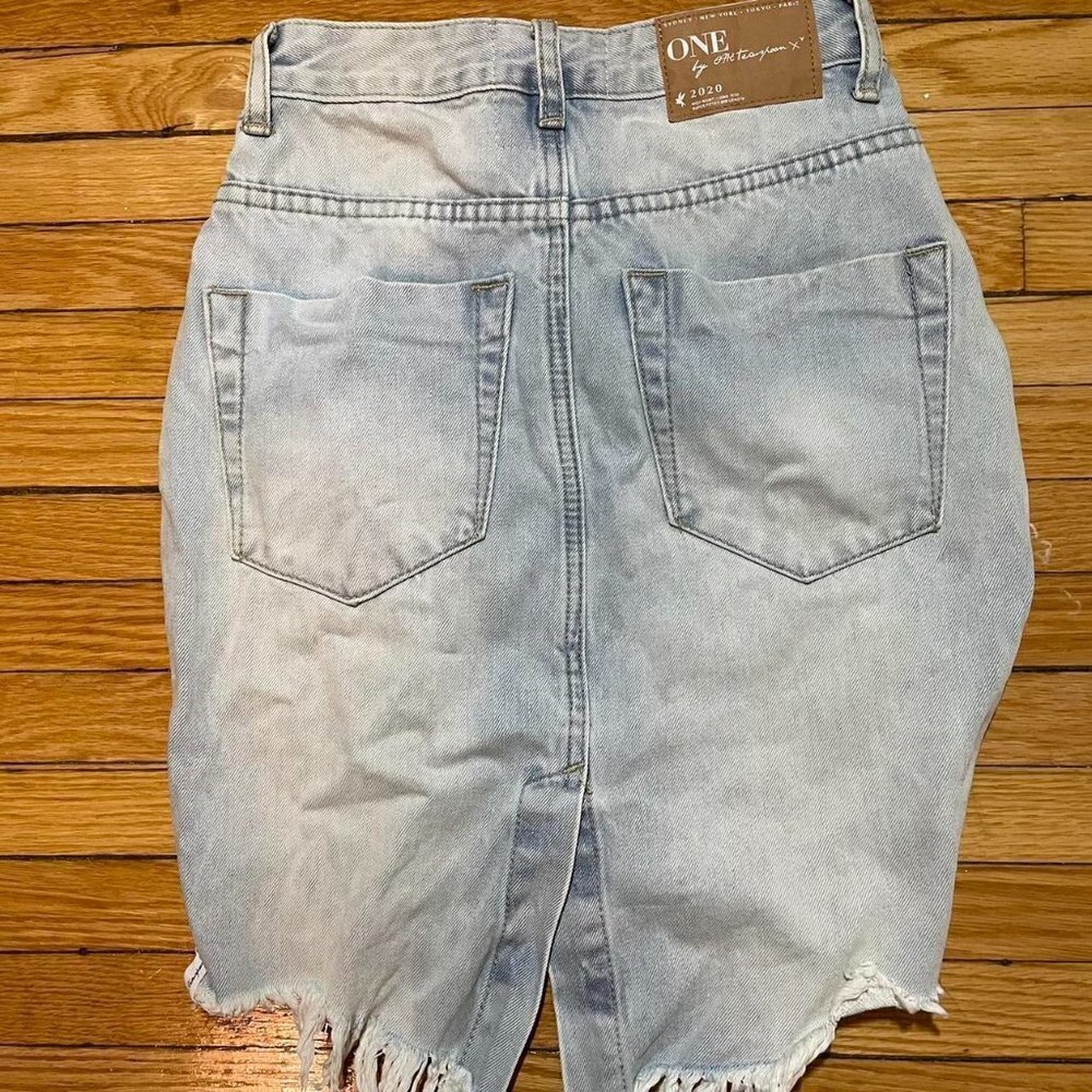 ONE Teaspoon 2020 High Waist Long Rise Super Fitted Mid Length Denim Skirt - Picture 7 of 9